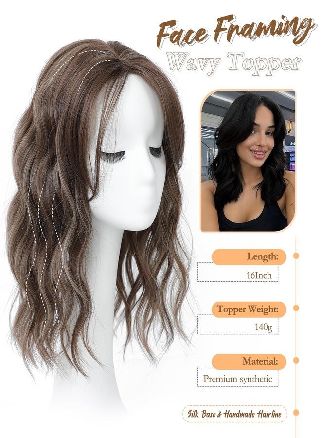 بانواي وصلات شعر بانواي بطول 16 بوصة للنساء، شعر مستعار صناعي مموج ومجعد، بخصلات بنية اللون، مثبتة بمشبك، للنساء - Image 2