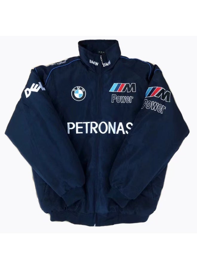 F1 BMW  Racing Jacket - Shell/UPS Sponsor Badges, Color Block, Embroidered Logo, Full-Zip Design, Unisex Motorsport Streetwear  Coat - Image 1
