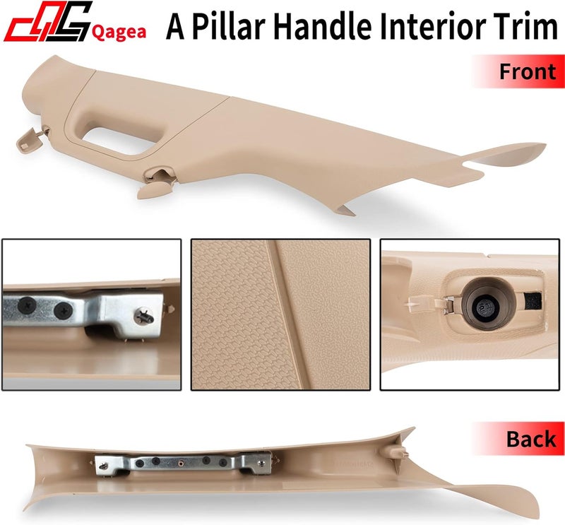 Qagea A-Pillar Grab Handle Interior Trim for 2011-2016 Ford Super Duty - Left Side, Tan - Image 4