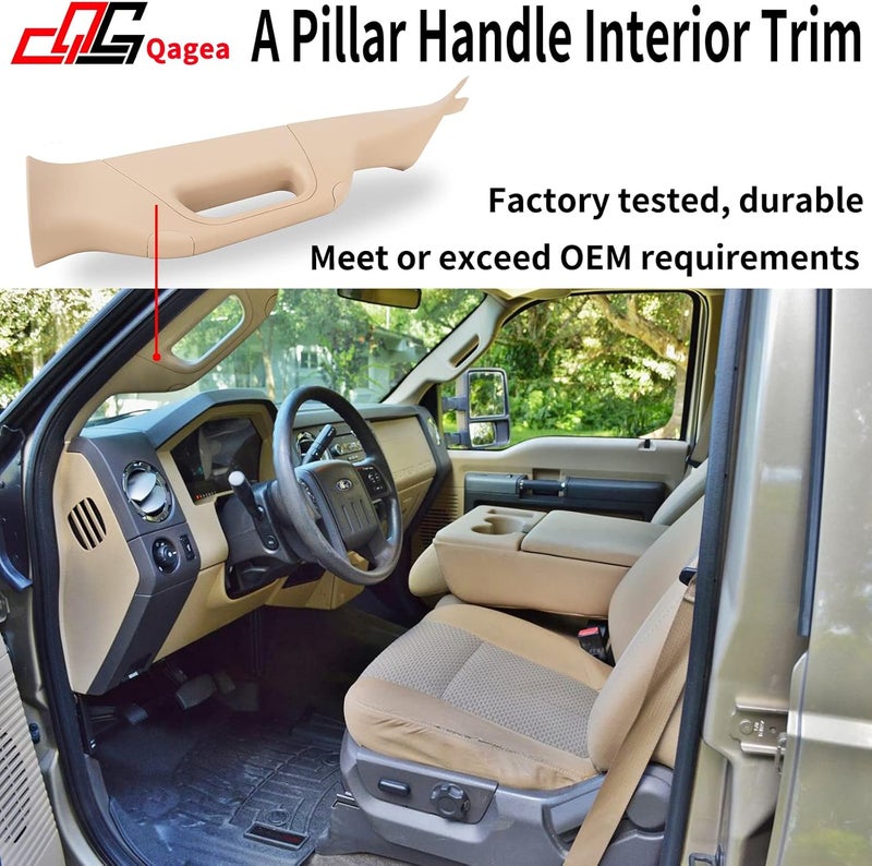 Qagea A-Pillar Grab Handle Interior Trim for 2011-2016 Ford Super Duty - Left Side, Tan - Image 3