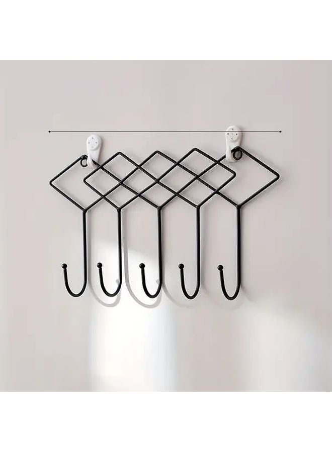 Golden Rhombus Wall Mounted Key Holder Coat Hanger No Drill Installation Heavy Duty Entryway Organizer - Image 5