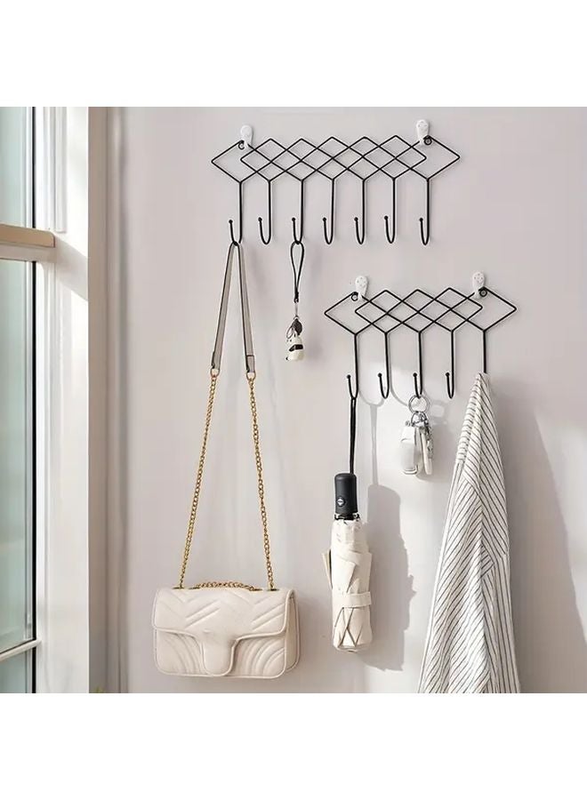 Golden Rhombus Wall Mounted Key Holder Coat Hanger No Drill Installation Heavy Duty Entryway Organizer - Image 3