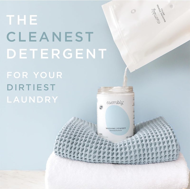 Esembly Laundry Washing Powder – HE Mineral Based Detergent for All Household Laundry and Cloth Diapers – Patented, Fragrance-Free, EWG Verified, Earth-Friendly, (3lb Refillable Canister and Scoop) - Image 5