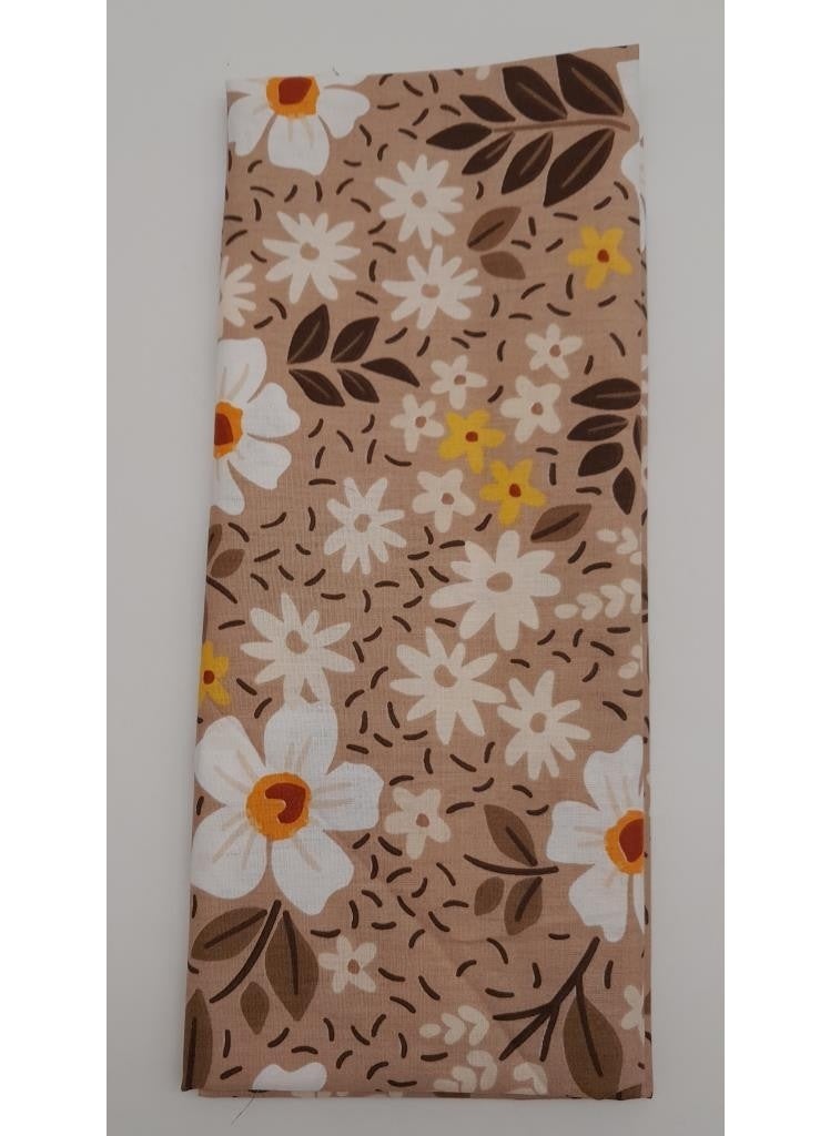 Angel Çanta Aksesuar Angel Bag Accessory 120X50 cm Milk Coffee Daisy Pattern Cotton Lining Fabric No: 18  - Image 1