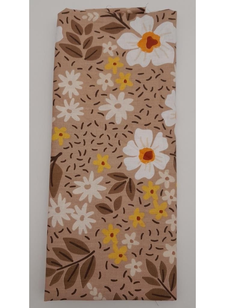 Angel Çanta Aksesuar Angel Bag Accessory 120X50 cm Milk Coffee Daisy Pattern Cotton Lining Fabric No: 18  - Image 2