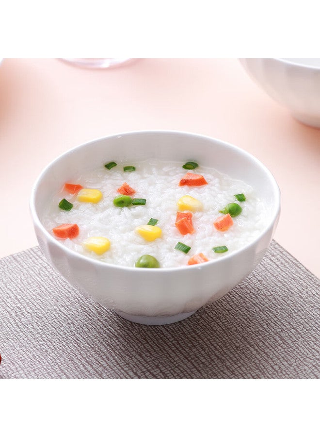 Sky Top Rice Bowl, Pure White Embossed Bone China Soup Bowl, Ceramic Household Tableware Set, 4.75 Inches, 4 Pieces, Crystal Series - Image 4