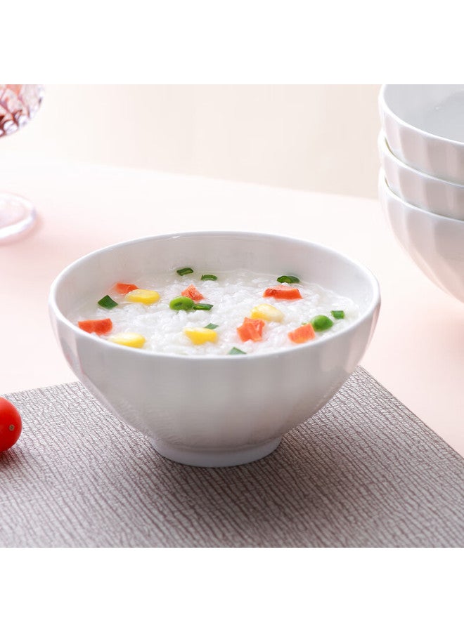 Sky Top Rice Bowl, Pure White Embossed Bone China Soup Bowl, Ceramic Household Tableware Set, 4.75 Inches, 4 Pieces, Crystal Series - Image 5