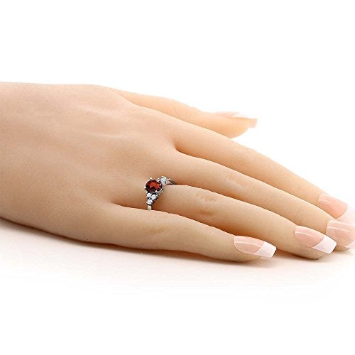 Gem Stone King 925 Sterling Silver Gemstone Birthstone and White Topaz Engagement Ring for Women | Center Oval 6X4MM and Round 2MM Accents | Wedding Anniversary Promise Ring | Sizes 5-9 - Image 4