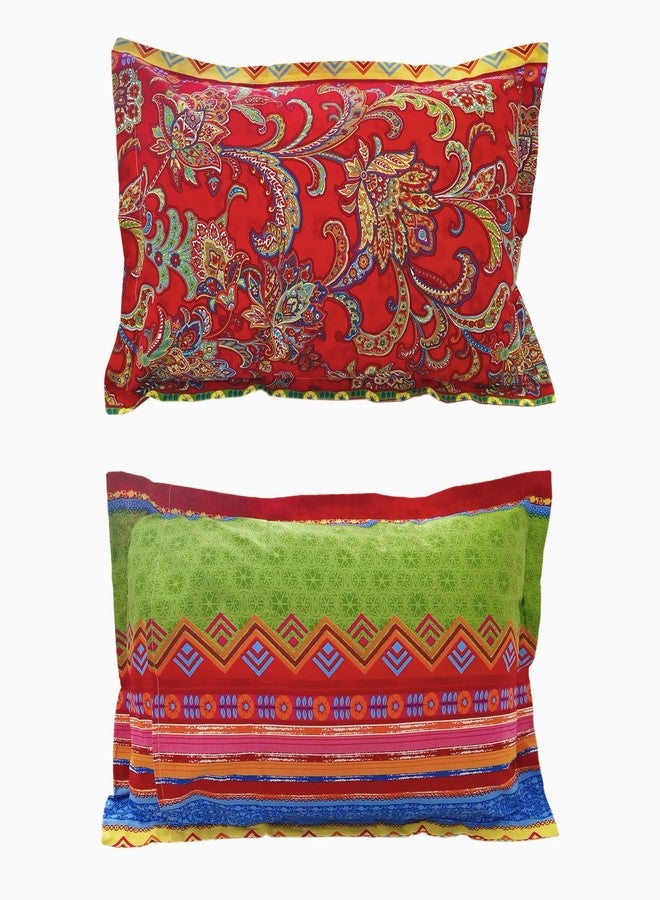 ABREEZE Bohemia Retro Pillow Shams Ethnic Vintage Floral Pillow Cases 100% Brushed Cotton Pillowcases Damask Paisley Colorful Red Pillow Covers Twin/Full/Queen Set of 2 - Image 3
