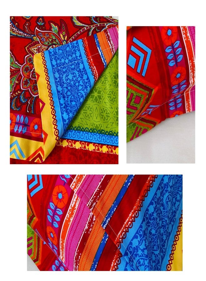 ABREEZE Bohemia Retro Pillow Shams Ethnic Vintage Floral Pillow Cases 100% Brushed Cotton Pillowcases Damask Paisley Colorful Red Pillow Covers Twin/Full/Queen Set of 2 - Image 5