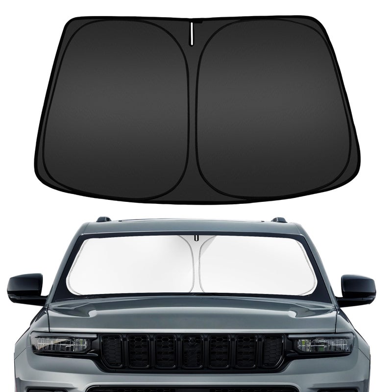 ARISMOTOR Windshield Sun Shade for Jeep Grand Cherokee 20112025 2026 Custom Fit Foldable Front Window Sunshade Sun Visor Protector Block UV Rays Keep Your Car Cooler