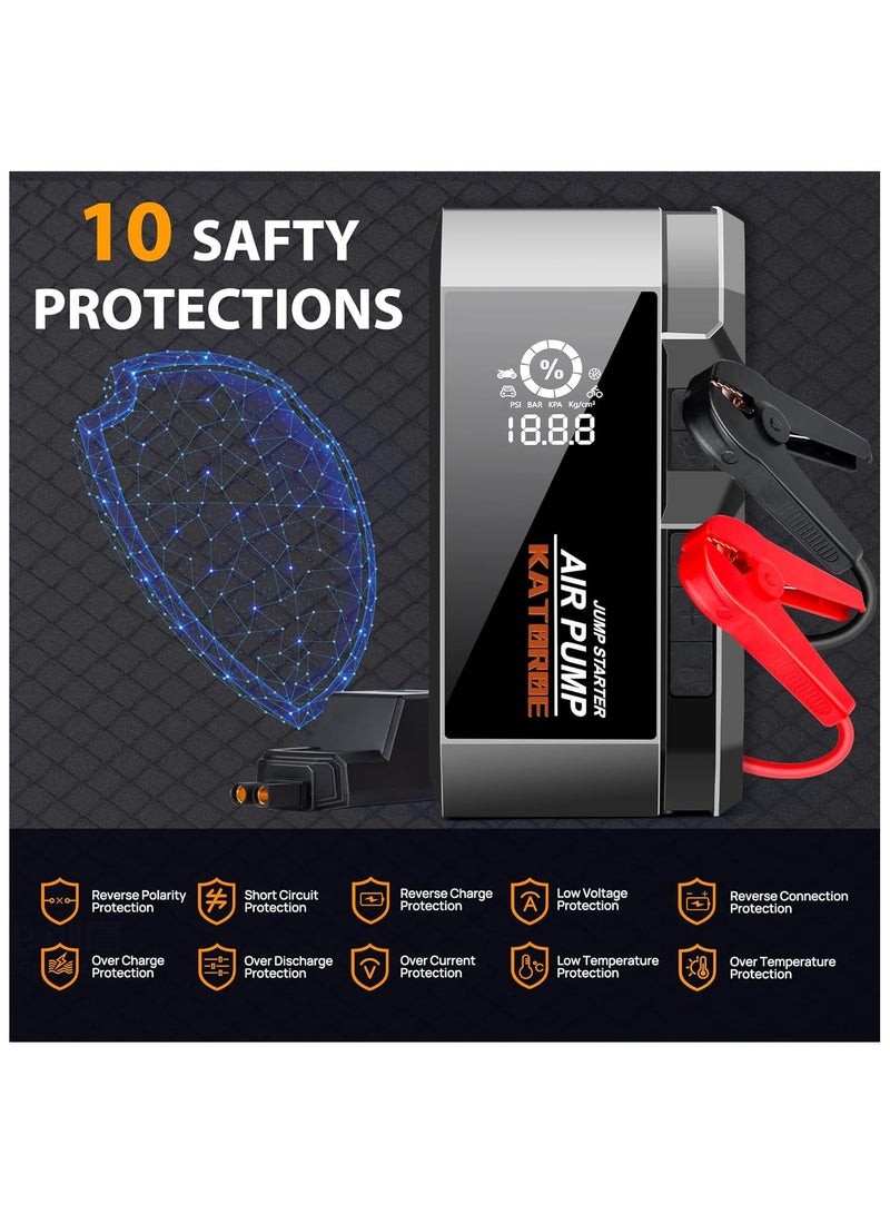Generic Ultimate Car Jump Starter with Air Compressor – 4000A Peak Power for Fast and Reliable Starts, 160 PSI Air Compressor, Quick Charge 3.0, Large Display, and Multi-Mode Flashlight for Enhanced Safety  - Image 4