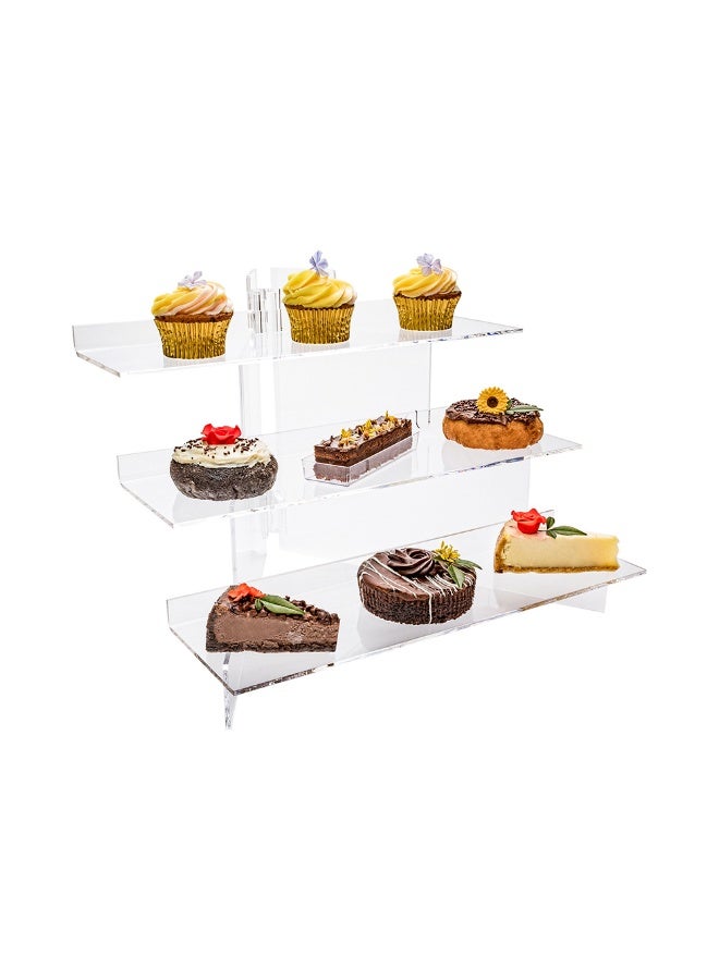 Restaurantware Clear Tek 15.8 x 15.8 x 5.9 Inch Dessert Display Stand, 1 Premium Cupcake Holder For Parties - 3 Tiers, Sturdy, Clear Buffet Riser For Cupcake, Serve Appetizer Or Dessert  - Image 2