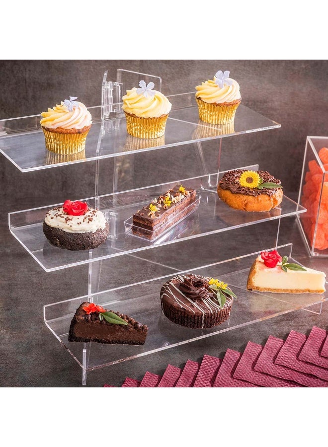 Restaurantware Clear Tek 15.8 x 15.8 x 5.9 Inch Dessert Display Stand, 1 Premium Cupcake Holder For Parties - 3 Tiers, Sturdy, Clear Buffet Riser For Cupcake, Serve Appetizer Or Dessert  - Image 3