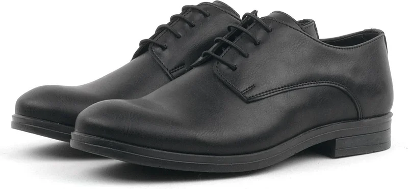 راكربلاس Black Matte Lace-up Oxford Kids Shoes