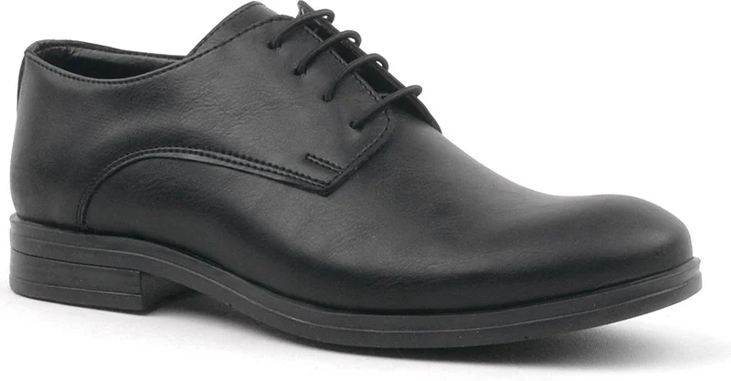 راكربلاس Black Matte Lace-up Oxford Kids Shoes