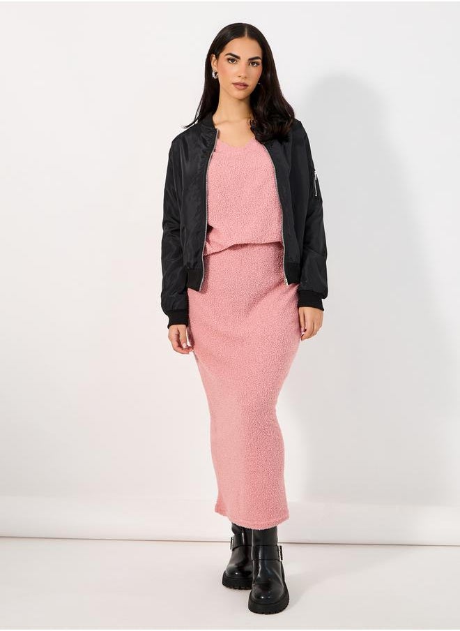 Regular Fit Regular Length Zip Up Bomber Jacket