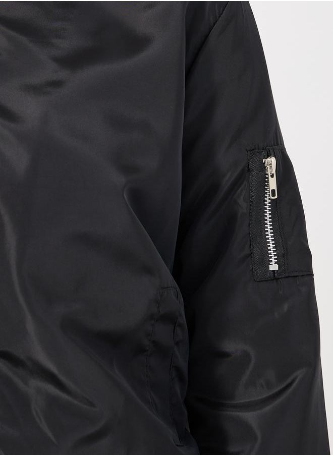 Regular Fit Regular Length Zip Up Bomber Jacket