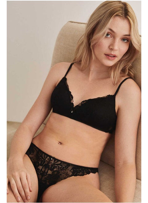 Microfiber lace thong