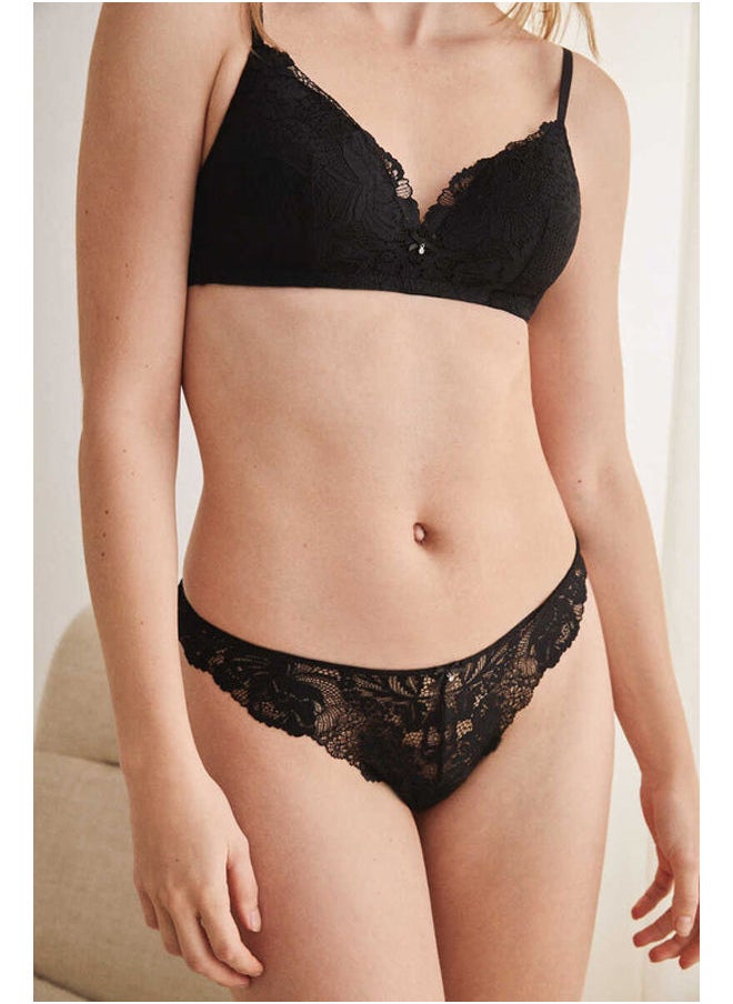 women'secret - Microfiber lace thong - Image 1