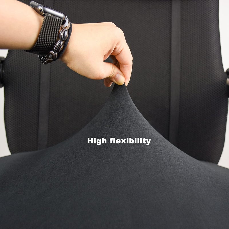 Thyores 2 Pcs Office Computer Chair Seat Covers, Removable Washable Anti-dust Desk Chair Seat Slipcovers Protectors - Black - Image 4