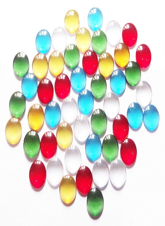 EXCEL IMPEX Flat Bottom Type Glass Stone Pebbles/Marbles Suitable for Aquariums; Vase Crafts and Home Decor; Transparent; Multicolour -Set of 50 Pieces - Image 1