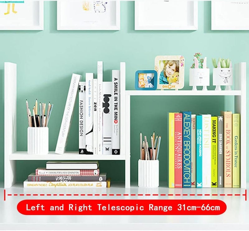 NeoStyle Desk Shelf Organizer,Desktop Bookshelf,Adjustable Wood Office Storage Rack, Bookcase Display Rack,Expandable Desk storage for Home,Office (Light Brown) - Image 2