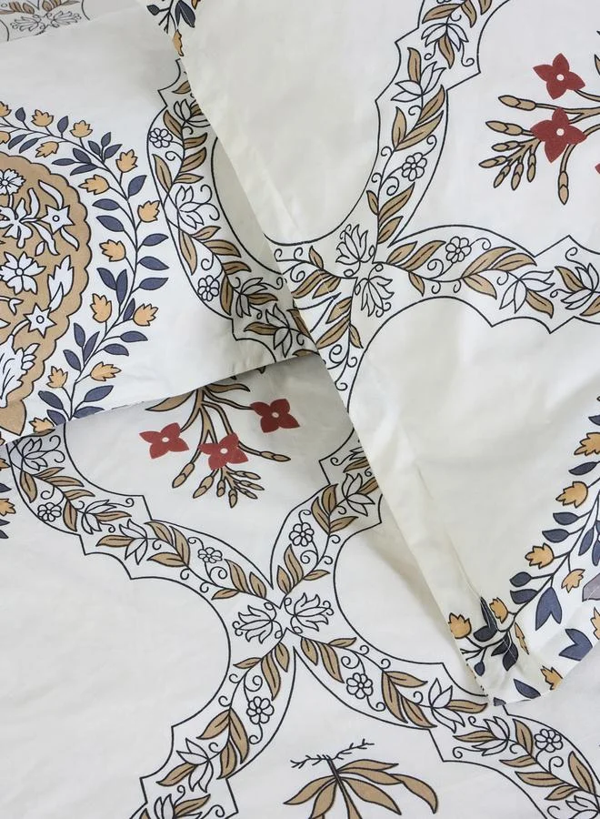 Styli 3-Piece Floral Print King Fitted Bedsheet Set with 2 Pillow Covers