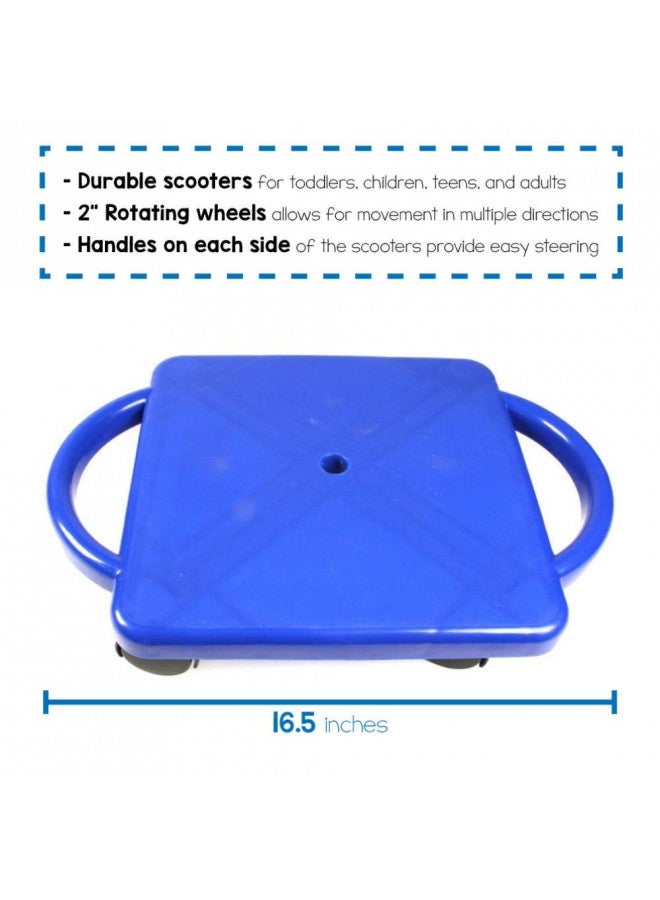 hand2mind hand2mind Blue Indoor Scooter Board with Handles, Floor Scooter, Sit Down Scooter, Gym Activities for Kids, Indoor Recess Games, Sport Scooters, Physical Education Equipment, Gross Motor Toys - Image 1