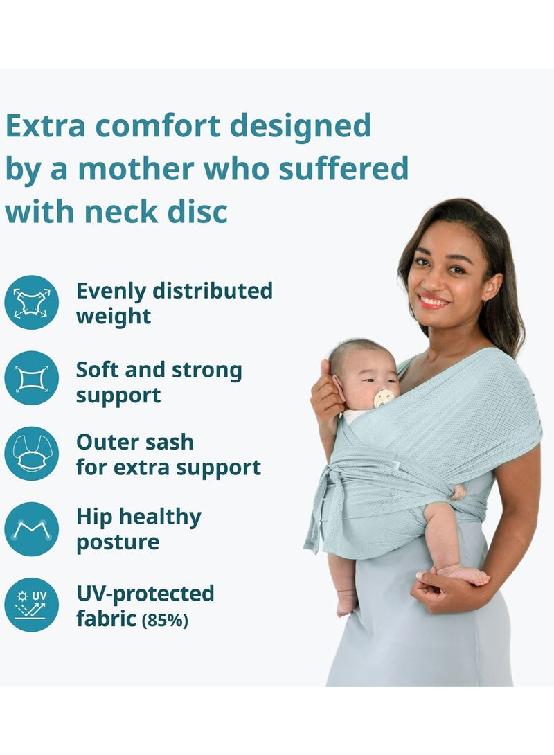 Captaintech Baby Wrap Carrier Summer Mesh Breathable Baby Carrier Easy to Wear Hands-Free Baby Carrier Moisture Wicking Soft Ideal for Newborns and Kids Under 44lbs (Beige) - Image 2