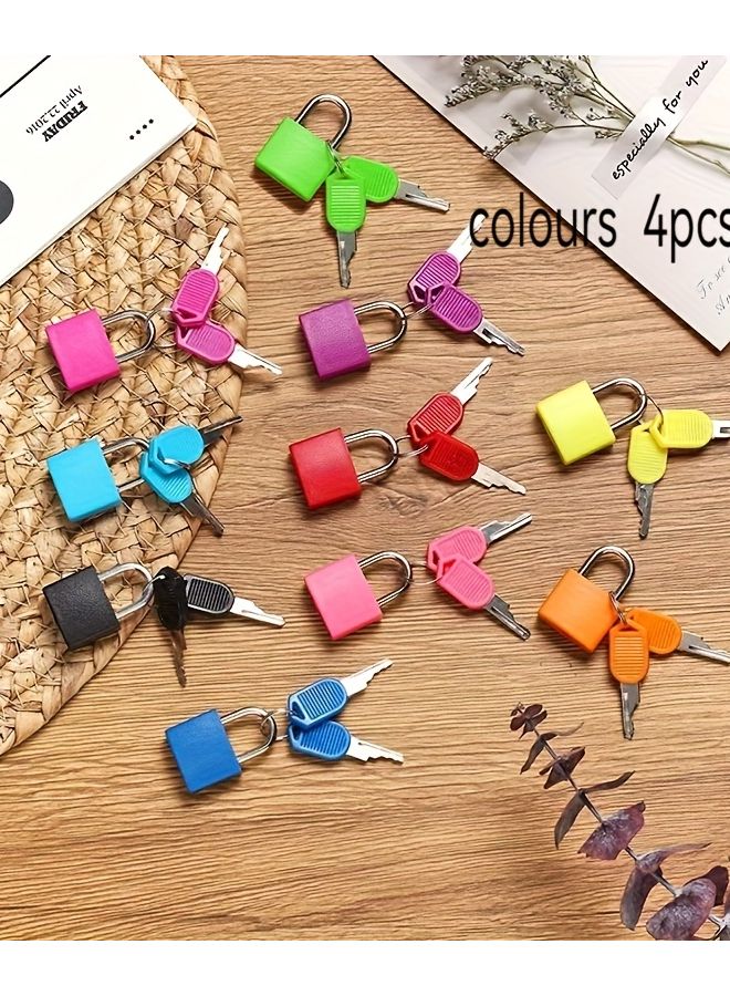 4 Piece Assorted Color Metal Padlock Set With Keys For Suitcase School Gym - Image 1