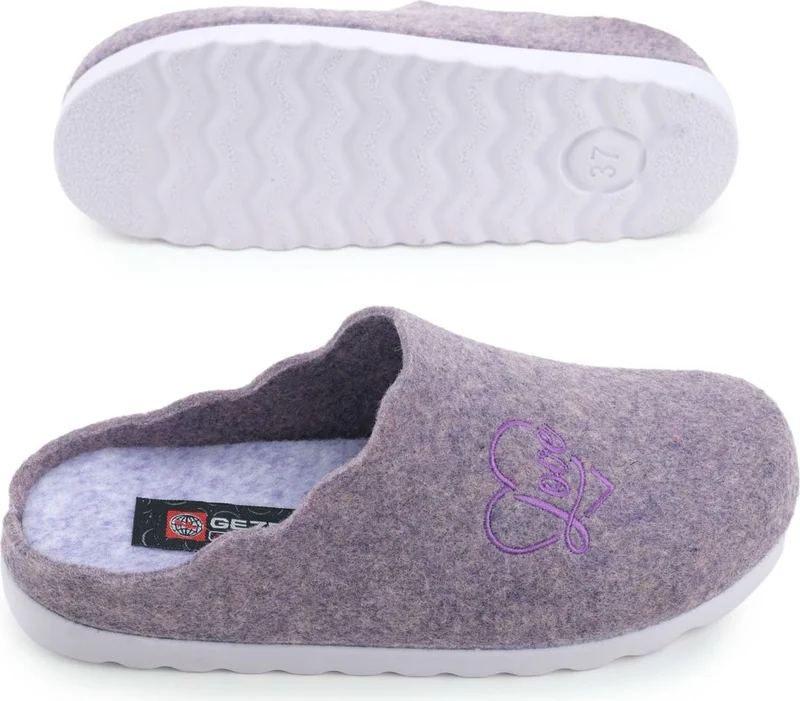 جيزر Women's Winter Embroidered Heart Design Comfortable Sole Home Garden Slippers