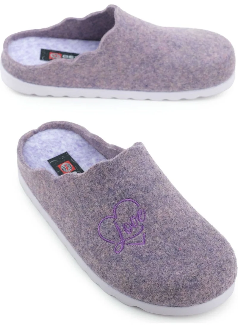جيزر Women's Winter Embroidered Heart Design Comfortable Sole Home Garden Slippers