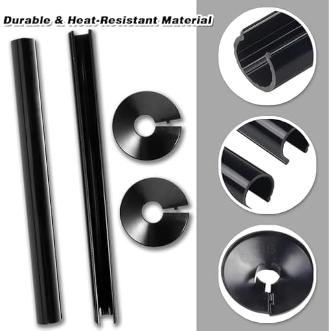 2 PACK 15MM RADIATOR PIPE COVERS & COLLARS BLACK, 2 X 15MM CLIP-ON COLLAR COVERS WITH 2 X 200MM PIPE SLEEVES, EASY TO INSTALL, FOR A PROFESSIONAL HOME FINISHING - Image 3