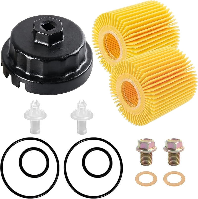 SKTMH Oil Change Tool Kit, 04152-YZZA1 Oil Filter tool for Toyota, 64mm Oil Filter Wrench, Drain Plug & Gasket for Toyota Tacoma Camry Tundra RAV4 Highlander Lexus ES/RX/Sienna - Image 1