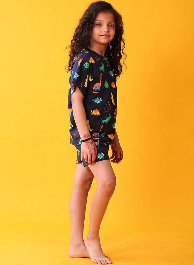Anthrilo Kids Dinosaur Print Cotton T-Shirt and Shorts Set - Image 3