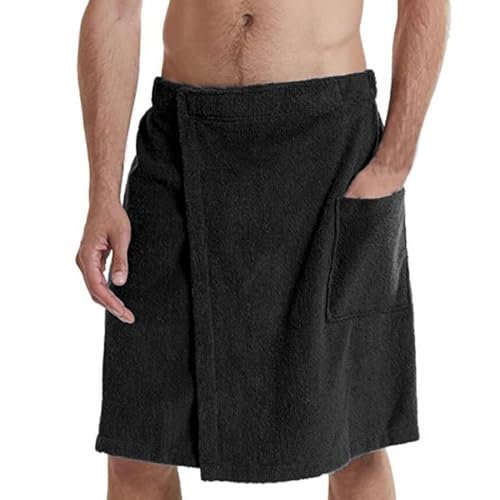 Holiberty Absorbent Quick Dry Bath Towel Body Wrap with Pocket for Men Microfiber Spa Shower Bath Robe Fleece Adjustable Wearable Pool Gym Beach Towels Cover up Bathroom Accessories - Image 1