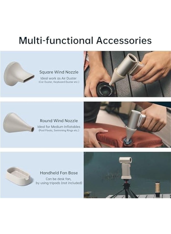 Portable Handheld Turbo Fan, 100 Speeds Adjustable Mini Personal Fan, 9000mAh USB Rechargeable Battery Operated, LED Display, Metal Shell with Accessories Gifts for Men Women Travel-Brown