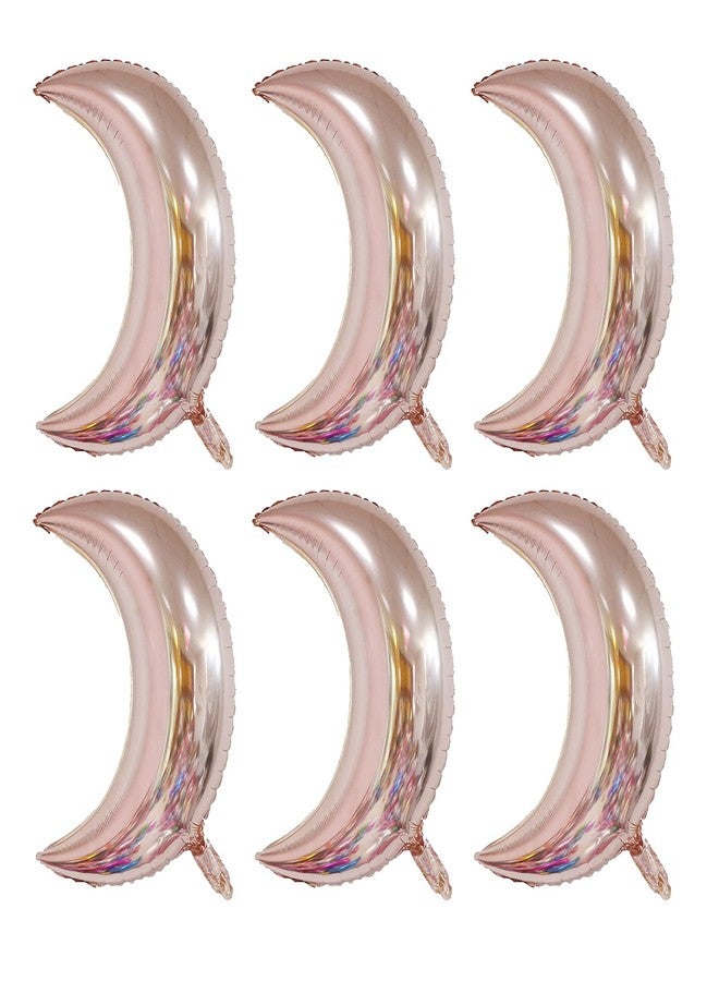 Lamantery 24 Inch Moon Foil Balloon Mylar Balloons for Baby Shower Wedding Party Decoration 6pcs Rose Gold - Image 1