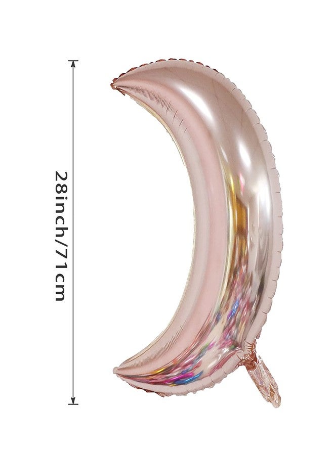 Lamantery 24 Inch Moon Foil Balloon Mylar Balloons for Baby Shower Wedding Party Decoration 6pcs Rose Gold - Image 2