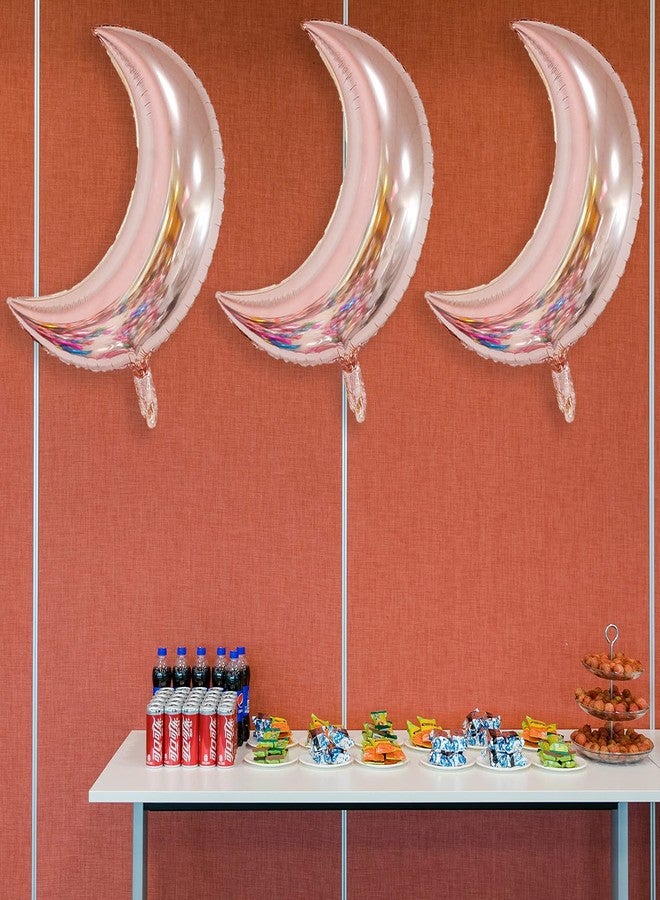 Lamantery 24 Inch Moon Foil Balloon Mylar Balloons for Baby Shower Wedding Party Decoration 6pcs Rose Gold - Image 5