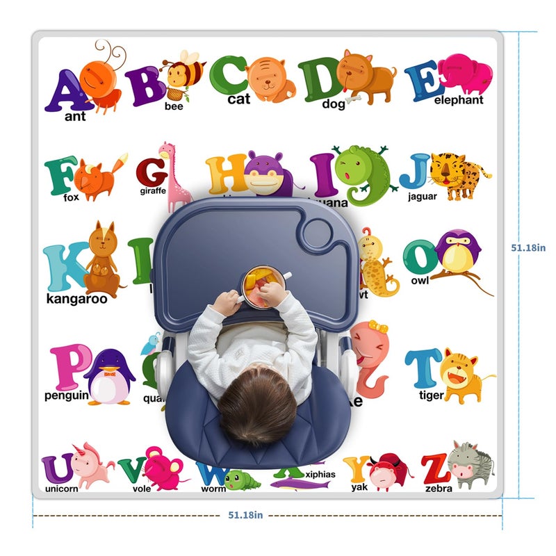 zonBroth High Chair Splash pad, 51" 51 Non-Slip Waterproof Multi-Purpose Splash pad, Washable Splash pad for high Chair Floor Protection Table Cloth Portable Early Education Picnic Play mat (Alphabet) - Image 3