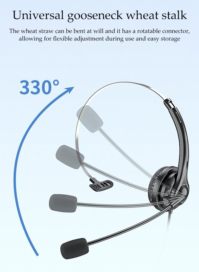 DUNISO Single Ear Headset with Noise-Canceling Microphone，Single Ear Head-Mounted Headset with 2-In-1 3.5 MM Headphone Audio Cable，Wired One Ear Headset with Adjustable Headband，for PC Laptop, Tablet Scope of Application - Image 5