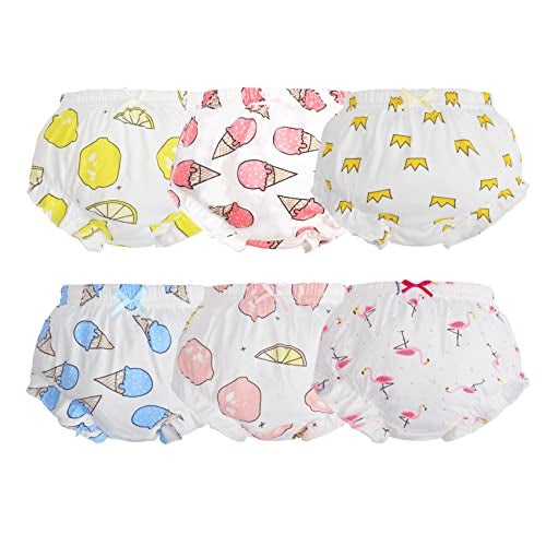 Orinery Cotton Underwear Baby Girl Undies Breathable Bloomers Briefs Infant Toddler Panties Kids Ruffle Assorted Boxer 6-Pack (BL203A, 1-2T) - Image 1