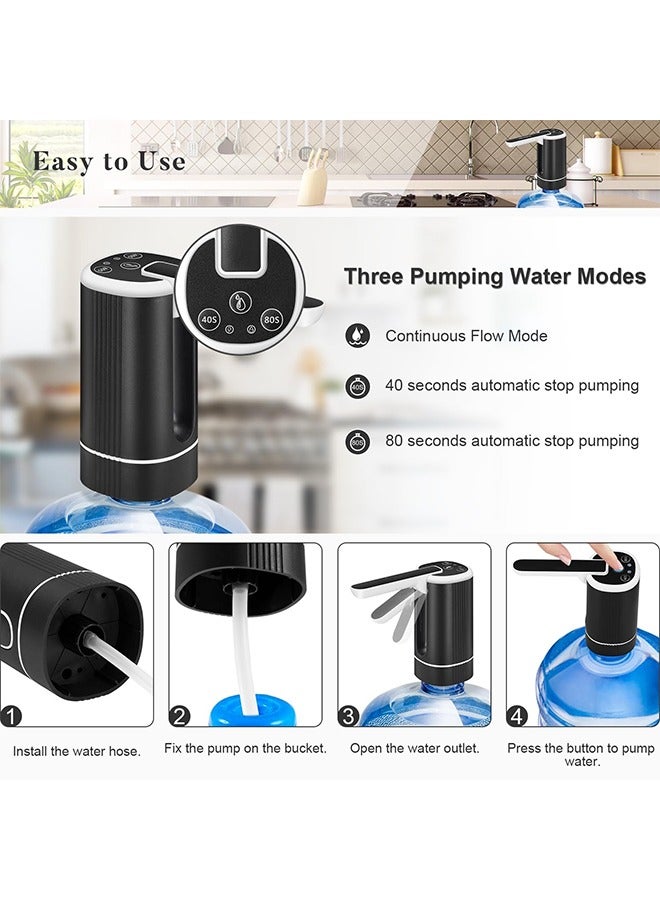 Folding Electric Water Pump Dispenser, USB Charging Automatic Water Pump Dispenser, Barrelled water,Portable Drinking Water Pump,Water Dispenser Electric ,Home, Office, Camping (Black)  - Image 2