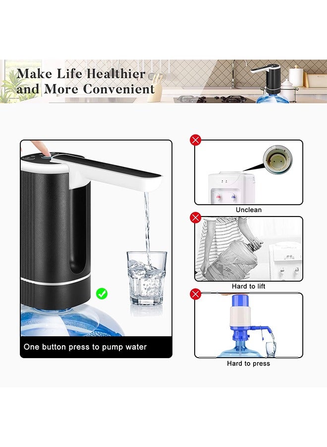 Folding Electric Water Pump Dispenser, USB Charging Automatic Water Pump Dispenser, Barrelled water,Portable Drinking Water Pump,Water Dispenser Electric ,Home, Office, Camping (Black)  - Image 3