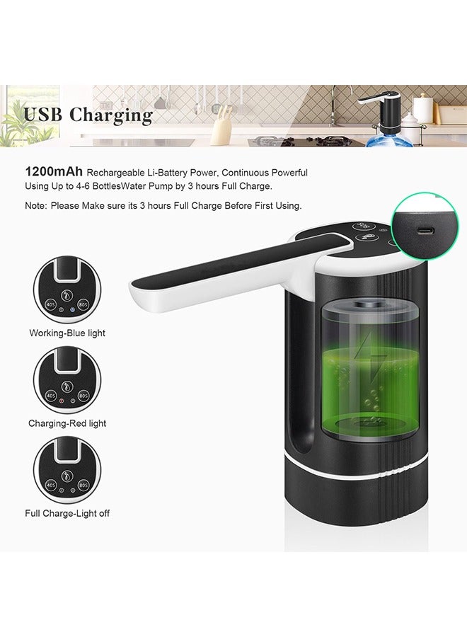 Folding Electric Water Pump Dispenser, USB Charging Automatic Water Pump Dispenser, Barrelled water,Portable Drinking Water Pump,Water Dispenser Electric ,Home, Office, Camping (Black)  - Image 5