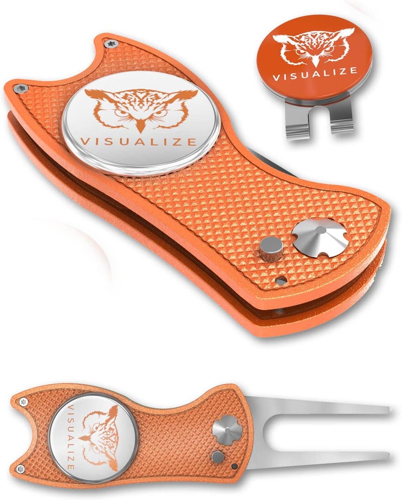 VISUALIZE Store Elite Switchblade Golf Divot Repair Tool Set with Ball Marker - Sturdy Anodized Aluminum - Perfect Golf Accessory Gift - Image 1