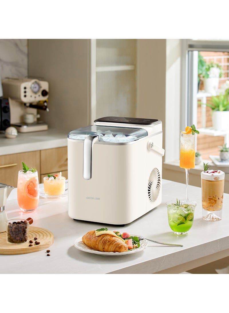 جرين ليون ماكينة صنع الثلج Frost Core 110 وات بسعة 1.5 لتر مع لوحة تحكم تعمل باللمس ووضع التنظيف الذاتي / ثلج سريع لمدة 6 دقائق / إعداد مؤقت من 1.5 إلى 12 ساعة / وظيفة التشغيل النهاري/إيقاف التشغيل الليلي / مكعبات ثلج صغيرة وكبيرة / مادة ABS + PP - بيضاء  - Image 2