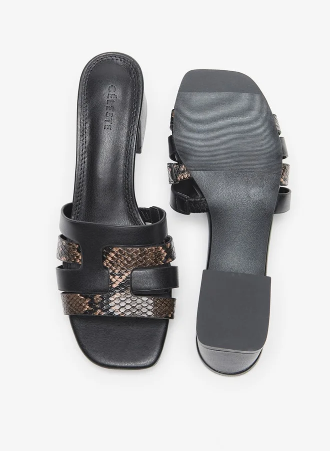 Celeste Women's Animal Textured Slip-On Sandals with Block Heels
